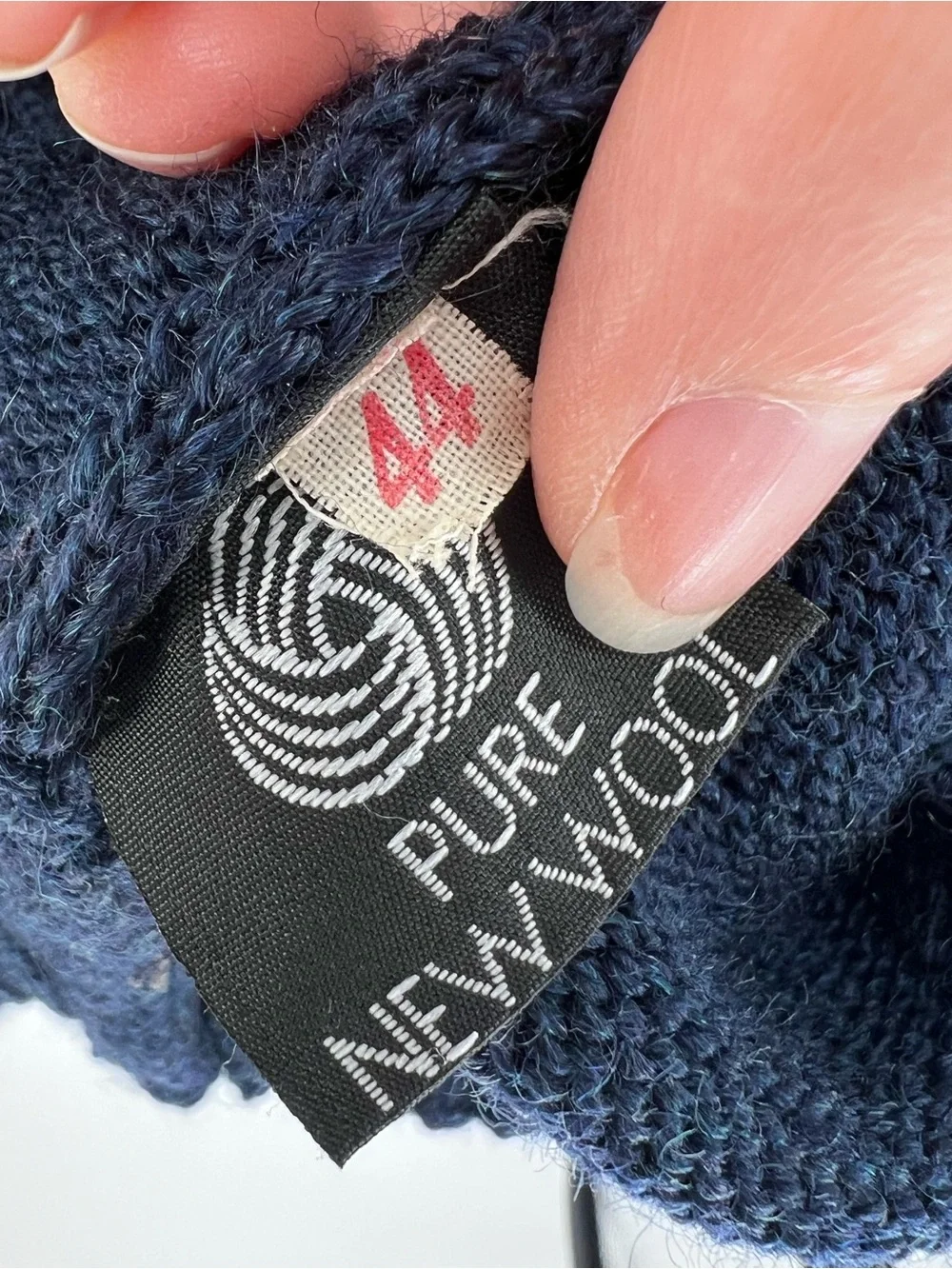 Vintage Guernsey Woollens Navy Blue Wool Fisherman Sweater Monogram K Sz L Prep